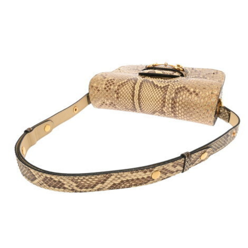 Gucci Horsebit Beige Python Shoulder Bag - image 3
